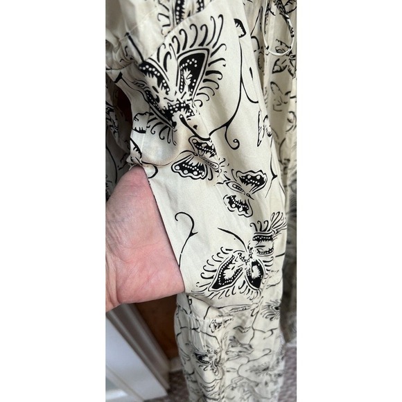 M&S Per Una MIDI Dress Beige Black Tiered Long Sleeve Prairie Cottage US 14 - Picture 12 of 15